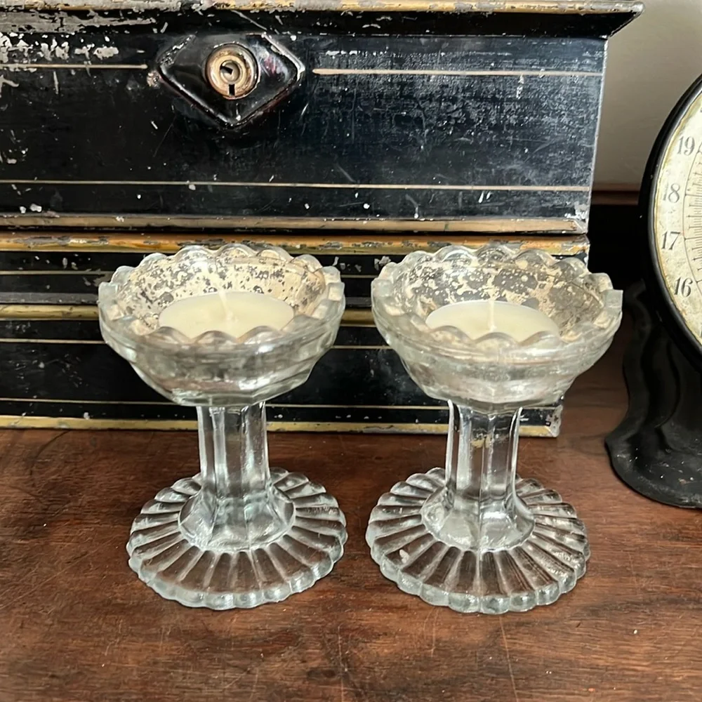 2 | Pottery Barn Glass Tealight Candle Holders
